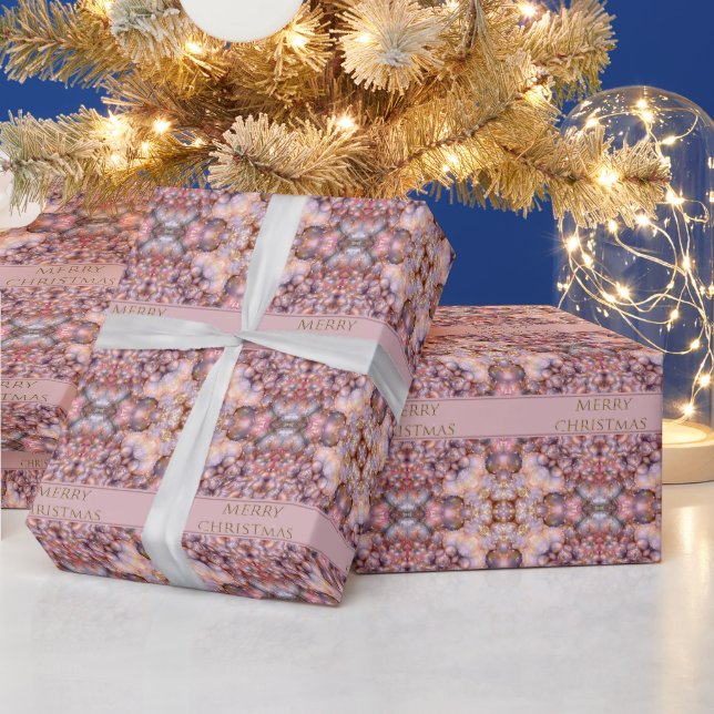 Papier Cadeau Ornements de Noël Rose Pâle (Vacances)
