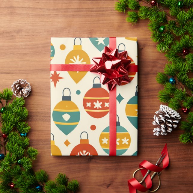 Papier Cadeau Ornements de Noël vintage  (Cadeau de vacances)