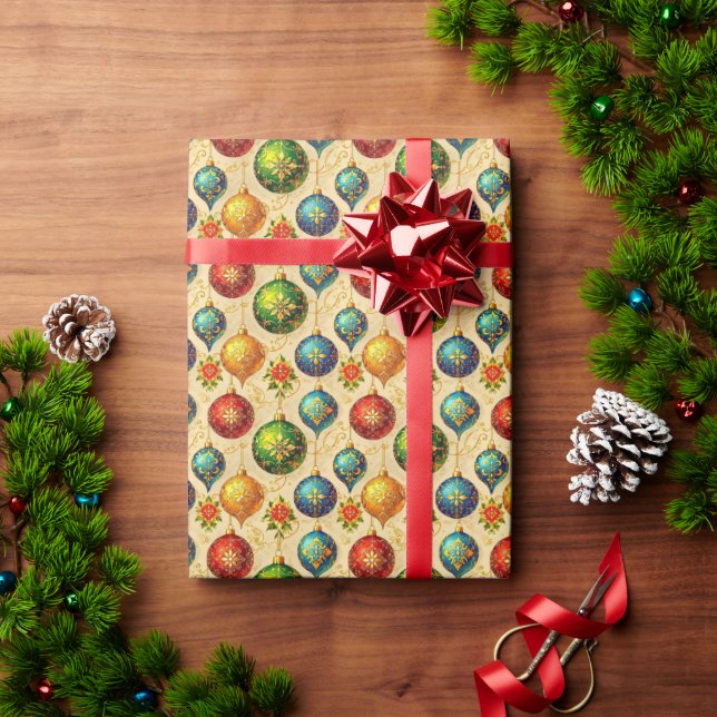 Papier Cadeau Ornements Élégants Vintage (Cadeau de vacances)