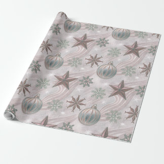 Papier Cadeau Ornements et flocons de neige doux de style vintag