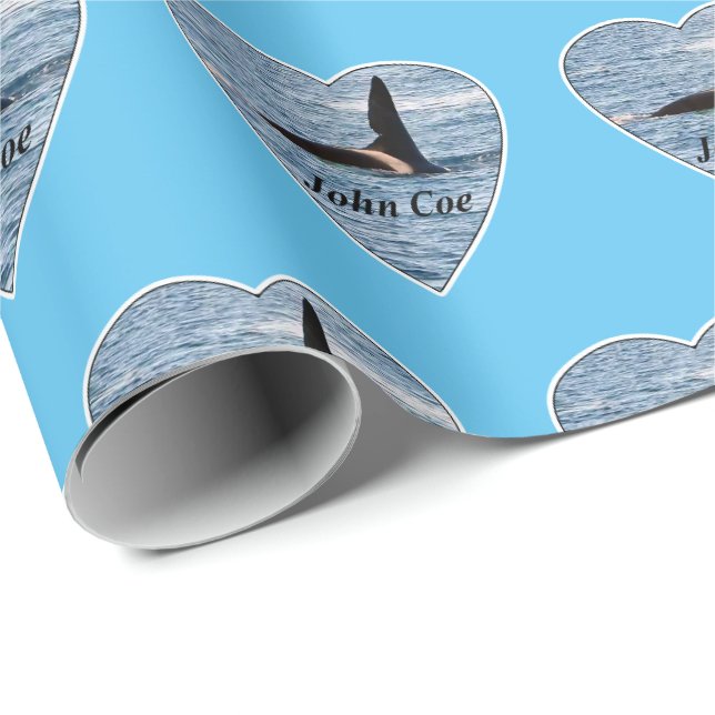 Papier Cadeau Orque tueuse de John Coe personnalisable Bleu (Coin rond)