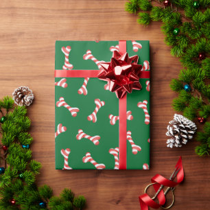 Papier Cadeau Os de chien en bonbon de Noël
