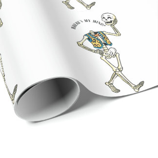 Papier Cadeau Où est mon esprit Drôle de motif de squelette d'Ha