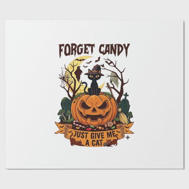 Papier Cadeau Oublie les bonbons, donne-moi simplement Halloween (Plat)