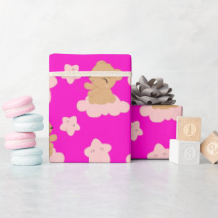 Papier Cadeau Ours Bébé Cute Flottant Sur Un Nuage