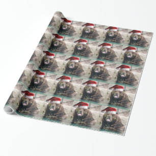 Papier Cadeau Ours brun de Noël