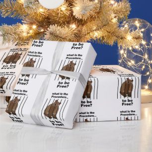 Papier Cadeau Ours captif demandant la liberté Sauveteur d'anima