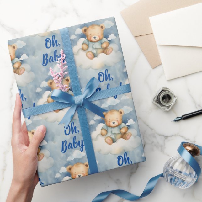 Papier Cadeau Ours céleste Oh Baby Boy Baby shower (Cadeaux)