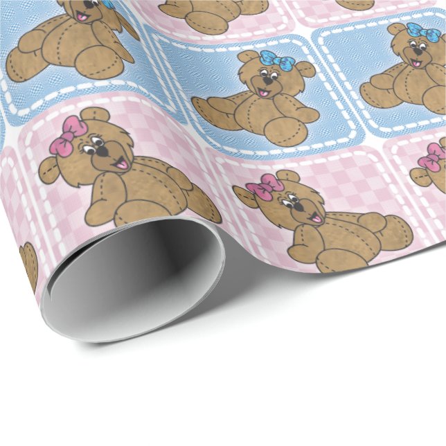 Papier Cadeau Ours de nounours pour le garçon ou la fille (Coin rond)