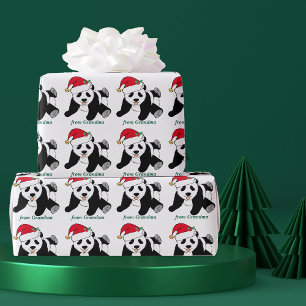 Papier Cadeau Ours De Panda De Noël Personnalisé De Votre Nom