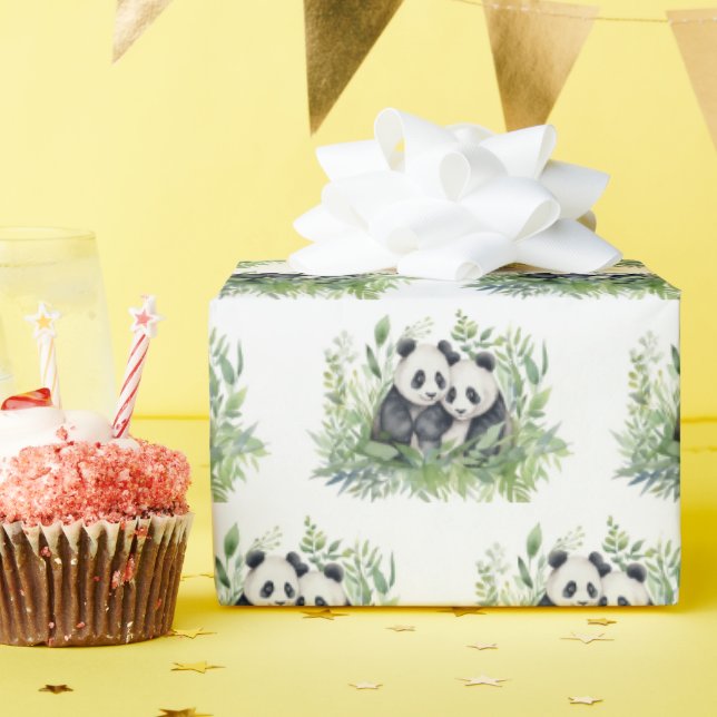 Papier Cadeau Ours De Panda En Bambou Feuilles (Fête d'anniversaire)