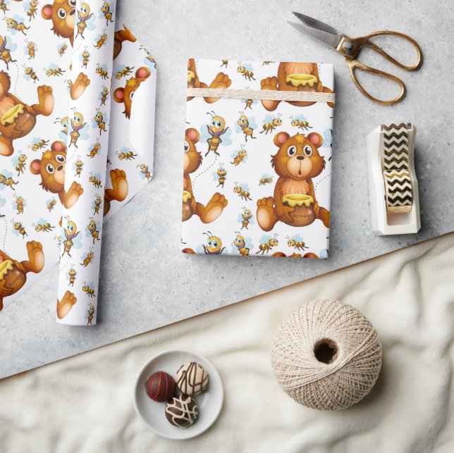 Papier Cadeau Ours en miel (Artisanat)