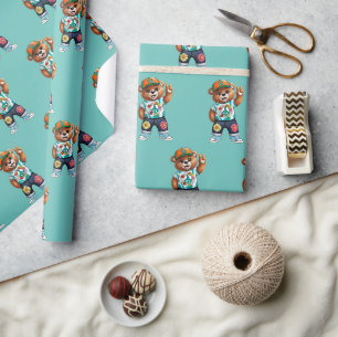 Papier Cadeau Ours en peluche avec tenue paisible décontractée 1