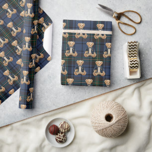 Papier Cadeau Ours en peluche carreaux Prépa Luxe