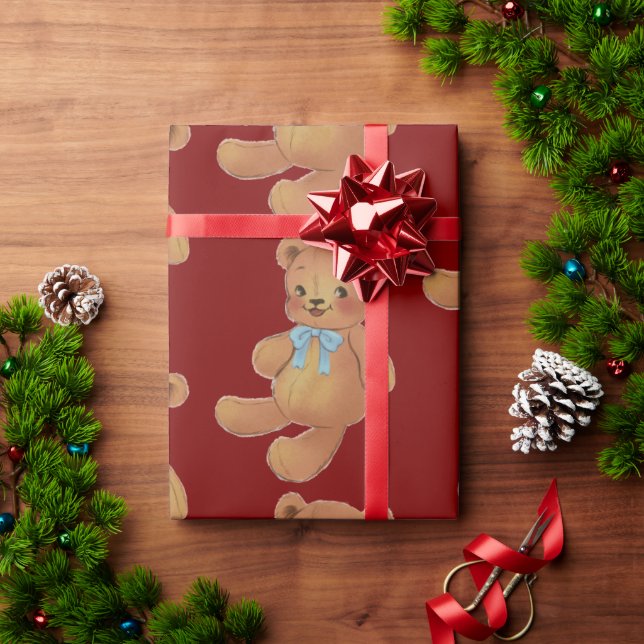 Papier Cadeau Ours en peluche de Noël (Cadeau de vacances)