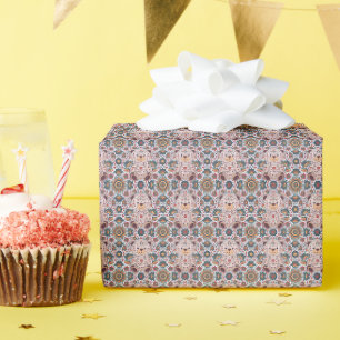 Papier Cadeau Ours en peluche floral boho et mandala orné sans c