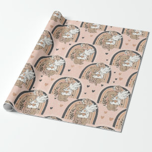 Papier Cadeau Ours en peluche neutre Arc-en-ciel dans Brun et Ta