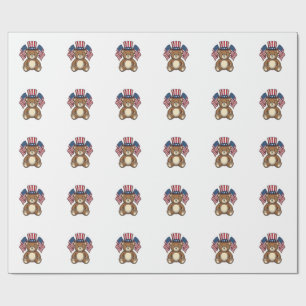 Papier Cadeau Ours en peluche patriotique vintage vector design_