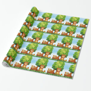 Papier Cadeau Ours et forêt