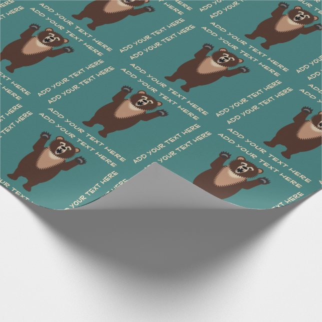 Papier Cadeau Ours gris drôle (Coin)