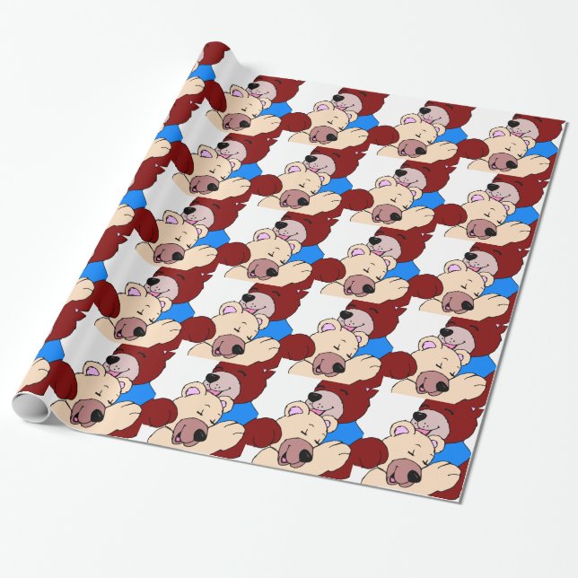 Papier Cadeau Ours Mignons (Déroulé)