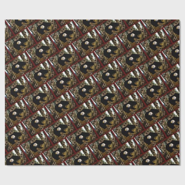 Papier Cadeau Ours noir Aigle sauvage (Plat)