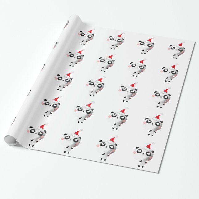 Papier Cadeau Ours panda mignon de Noël (Déroulé)