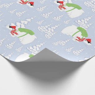 Papier Cadeau ours polaire amusant père Noël