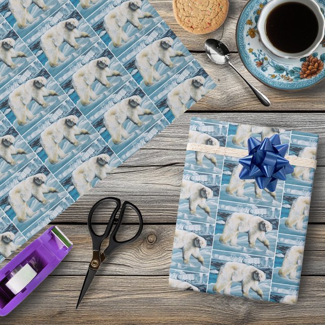Papier Cadeau Ours polaire arctique bleu (Créateur téléchargé)