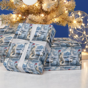 Papier Cadeau Ours Polaire De Noël Dans L'Eau Arctique
