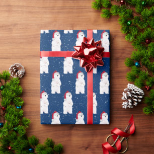 Papier Cadeau Ours polaire de Noël dans les flocons de neige
