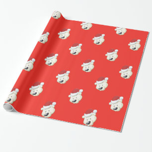 Papier Cadeau Ours polaire de Noël rouge