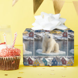 Papier Cadeau Ours polaire du Groenland sur une banquise