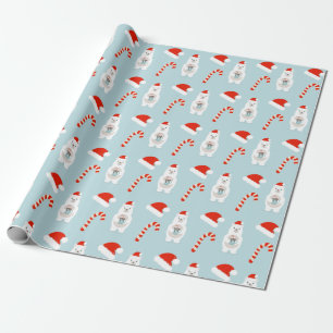 Papier Cadeau Ours polaire et cacao chaud Noël