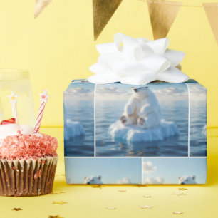 Papier Cadeau Ours polaire flottant sur une banquise