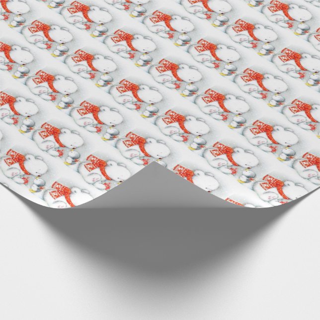 Papier Cadeau Ours polaire mignon et poussin de bébé (Coin)