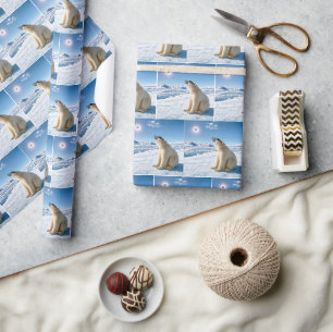 Papier Cadeau Ours polaire regardant une éclipse solaire totale 