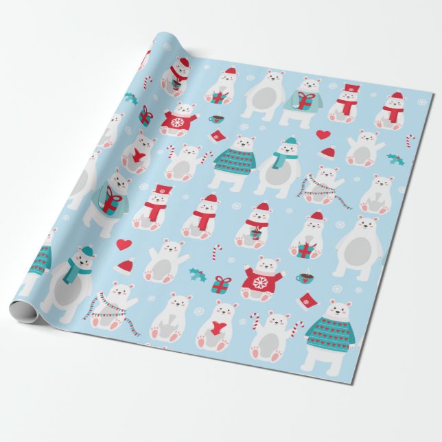 Papier Cadeau Ours polaires adorables (Déroulé)
