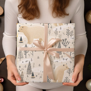 Papier Cadeau Ours polaires de Noël mignons