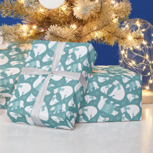 Papier Cadeau Ours polaires de Noël motif carrelé