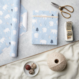 Papier Cadeau Ours polaires des bois d'hiver