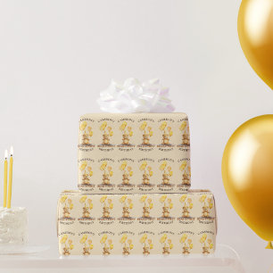 Papier Cadeau Ours Premier anniversaire Sexe Ours jaune neutre