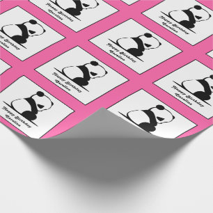 Papier Cadeau Ours rose Panda Personnalisé Anniversaire
