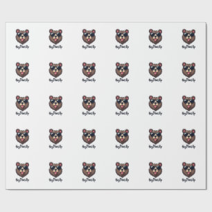 Papier Cadeau Ours vintage Hey Paws Up avec lunettes de soleil C