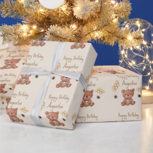 Papier Cadeau Ourson Miel Mignon Bébé