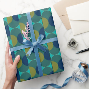 Papier Cadeau Ovales et demi-cercles rétro turquoise