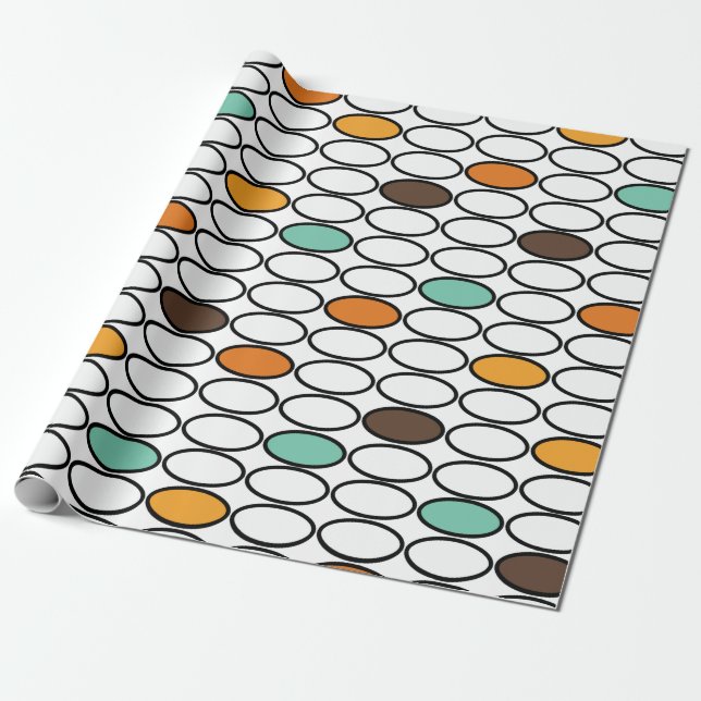 Papier Cadeau Ovals des années 1970 (Déroulé)