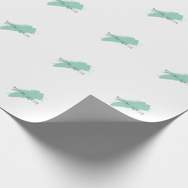 Papier Cadeau Own Name Decorative Chic Plain Simple Blue White (Coin)