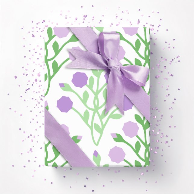 Papier Cadeau Pabla Petal Lattice in Lilac and Green (Créateur téléchargé)