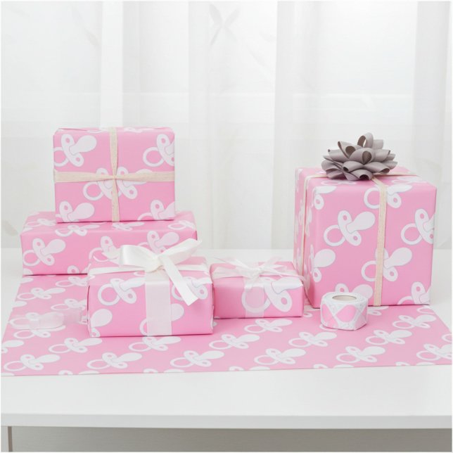Papier Cadeau Pacifique rose pour la petite fille à naître, Baby (Créateur téléchargé)